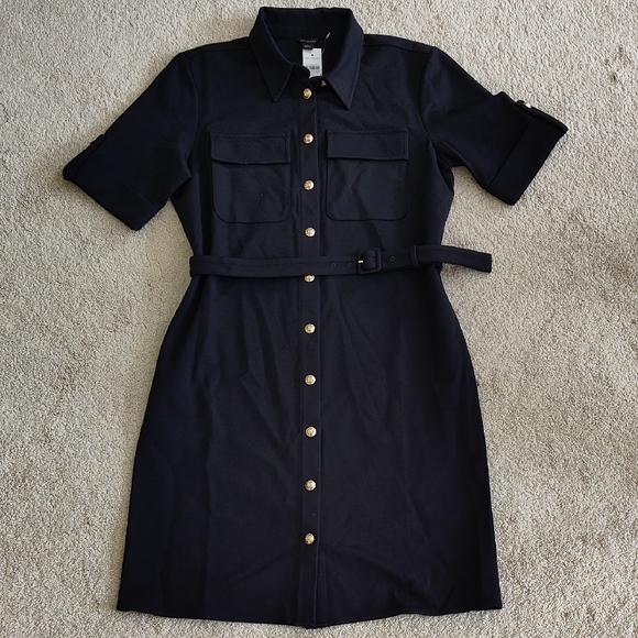 Ann Taylor Dresses & Skirts - Elegant Black Belted Shirt Dress